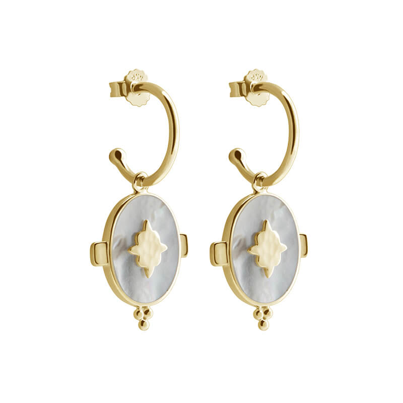 Oval Earrings With Mother Of Pearl (5387222810791)