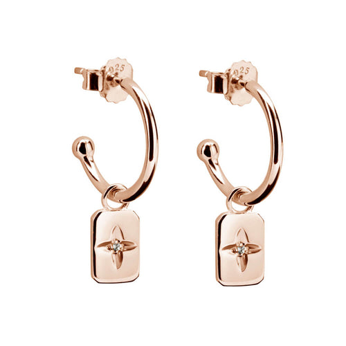 Desert Flower Rectangle Hoop Earrings With White Topaz (5381769461927)