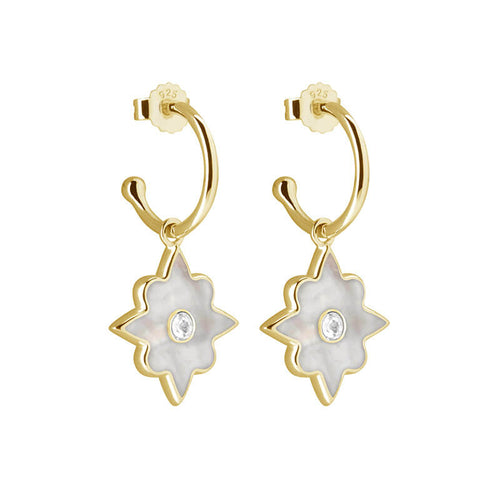 Small Hoop Earrings With Mother Of Pearl (5387056906407)