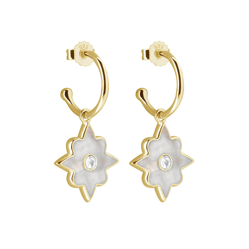 Small Hoop Earrings With Mother Of Pearl (5387056906407)
