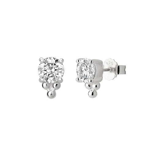 Petites Stud Earrings 6mm White Topaz Stone With Balls (5303550378151)