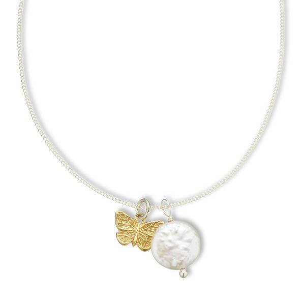 Butterfly and Pearl Amulet Necklace
