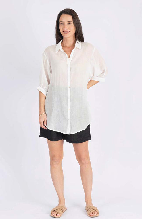 Athena Long Linen Top