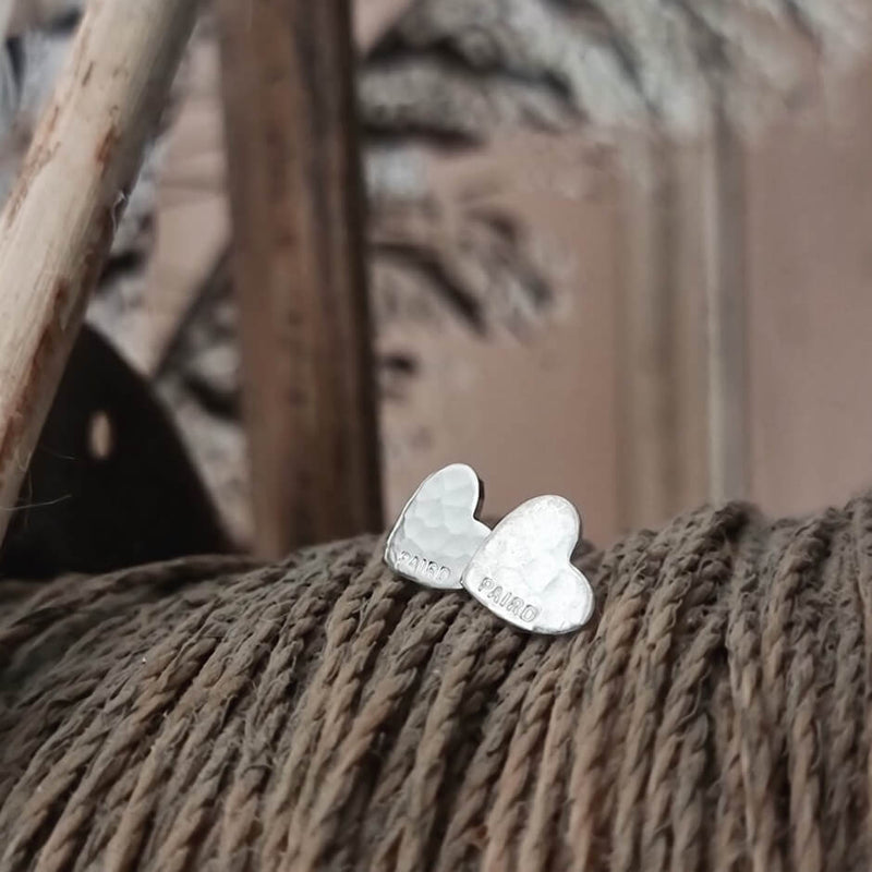 Hammered Heart Stud Earrings