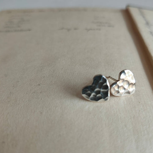 Hammered Heart Stud Earrings