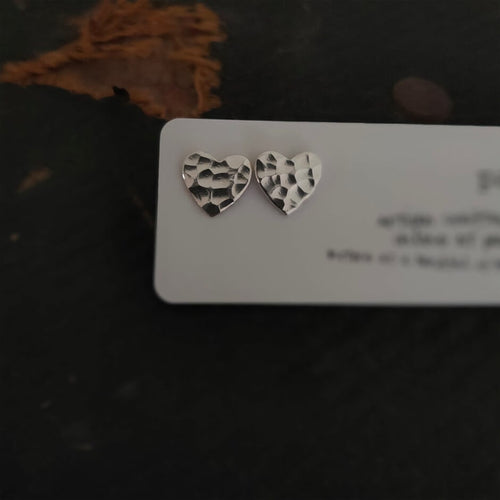 Hammered Heart Stud Earrings