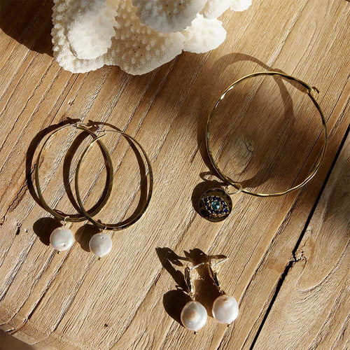 Icaria Hoop Pearl Earrings